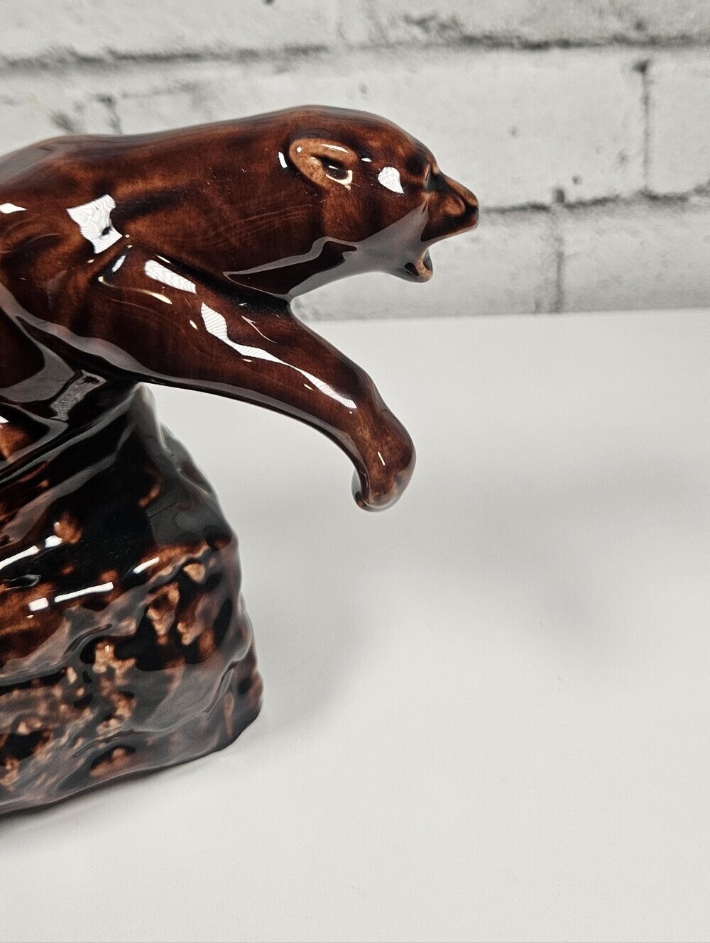 Blue Mountain Pottery Brown Cougar Panther Figurine Canadian Art Pottery - Picture 8 of 12